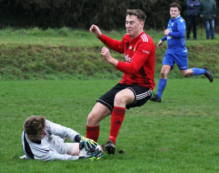 Adam Muskett starred for Carew with a stunning hat-trick