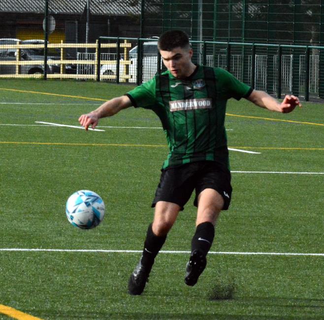 Camron Thomas - struck a far post volley in first half for Hakin Camron Thomas - struck a far post volley in first half for Hakin