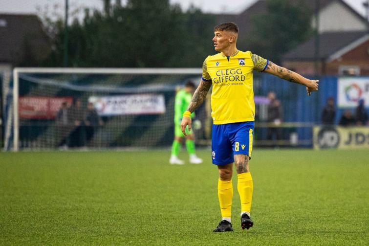 Kai Whitmore - scored a second half header for Haverfordwest County but it was disallowed.