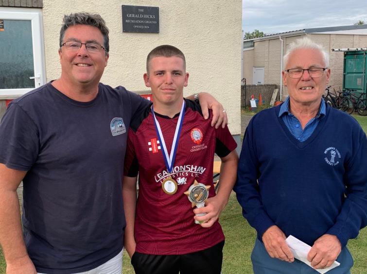 Steve Cole (Carew chairman), Ollie Arthur (Man of the Match) and Robert Ridge (Adjudicator)