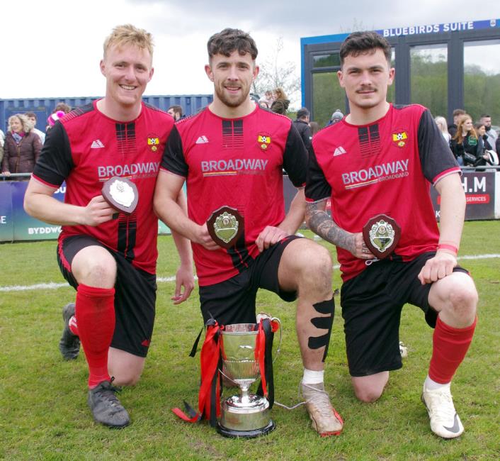 Clarbeston Road goal scorers Matthew Davies, Rheinallt George and Jake Booth