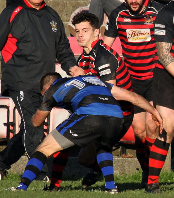 Jordan Asparassa scored two tries for Tenby in their big win at Heywood Lane