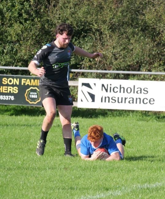Ioan Hawkridge Jones scores for The Blues. Picture William John