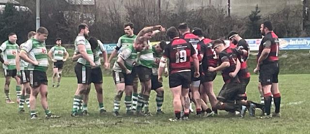  Whitland and Carmarthen Quins get ready to scrummage