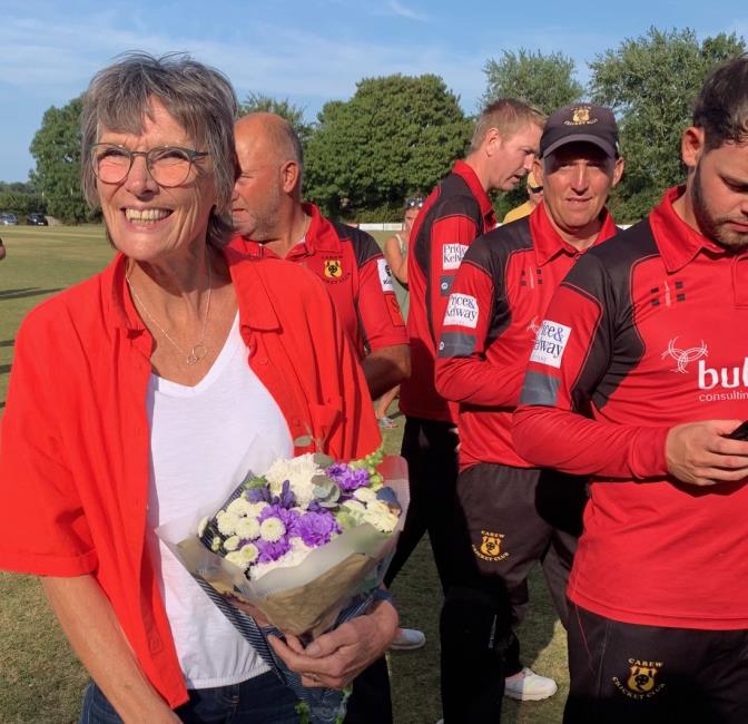 Julie Davies received flowers from Carew for all her hard work