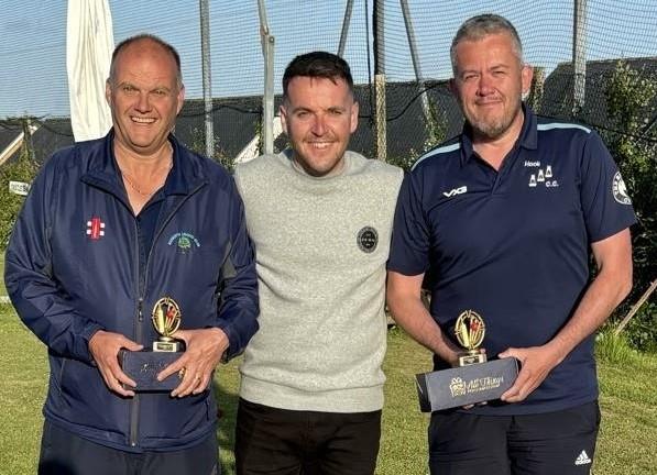 Scorers - Richard Howell and Chris Holder with Craig Butland