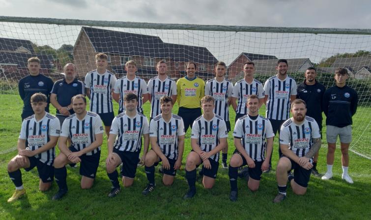 Neyland line up before they won 1-0 at Coed Darcy. Picture by Martin Jones