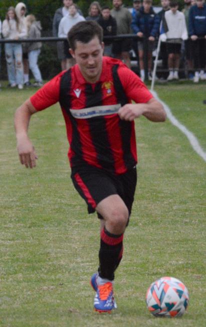 Rhys Jones - bagged a text book free kick for champions Goodwick United