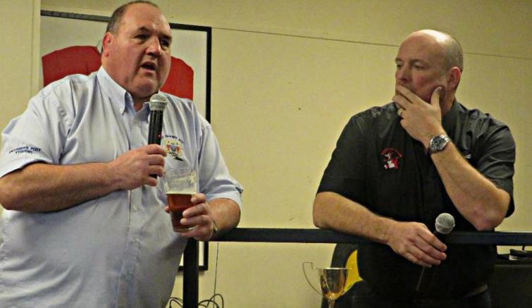 Club Big Guns speak after the match - Jack Dudley (St Davids) and Richard Scriven (Llangwm) Club Big Guns speak after the match - Jack Dudley (St Davids) and Richard Scriven (Llangwm)