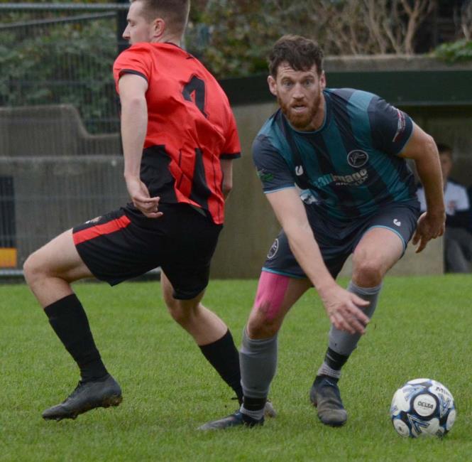 Tish striker Aaron Hallam caused problems all afternoon. Picture Gordon Thomas