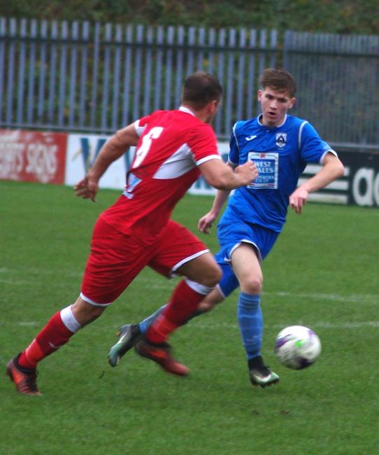 Dan Evans in action for Haverfordwest County against Ton Pentre