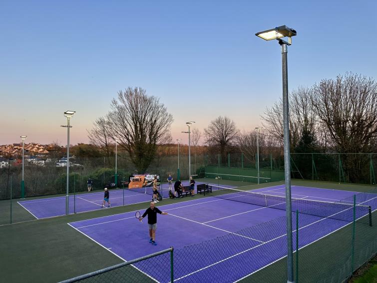 Floodlights at Haverfordwest Tennis Club switched on