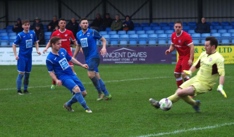 Stephen Hall denies Steffan Williams with a brilliant save