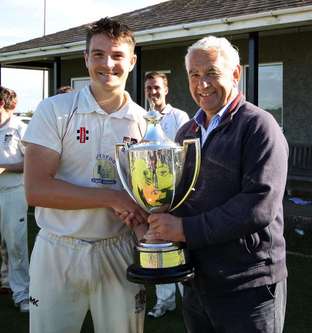 Whitland captain Iestyn Scourfield receives Duggie Morris Cup
