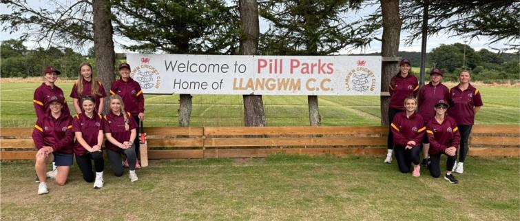 Llangwm Ladies celebrate a big win at Pill Parks