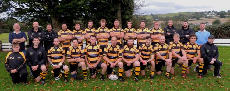 Llangwm RFC with sponsors Paul Maggs and Skyrme Lewis