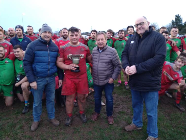 Lloyd Davies with Jay and Richard Gibby, plus president Dillwyn Williams