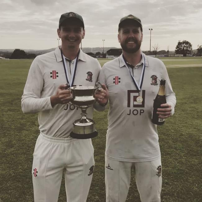 Luke Butler and Jack Harries with silverware