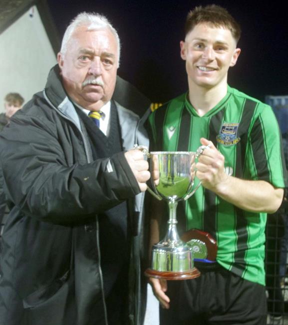 Second Division Cup winning captain Tom Evans and Mackie Harts