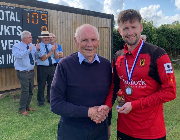 Man of Match sponsor John Hayman and Shaun Whitfield