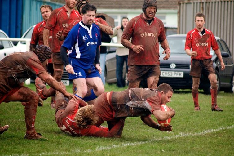 Mark Wonnacott scores a try for  Milford Haven