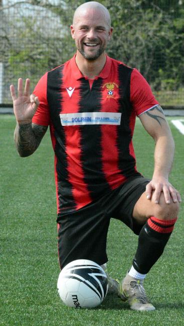 Nathan Greene - the striker bagged a first half hat-trick for champions Goodwick who convincingly won 6-2 at Merlins Bridge