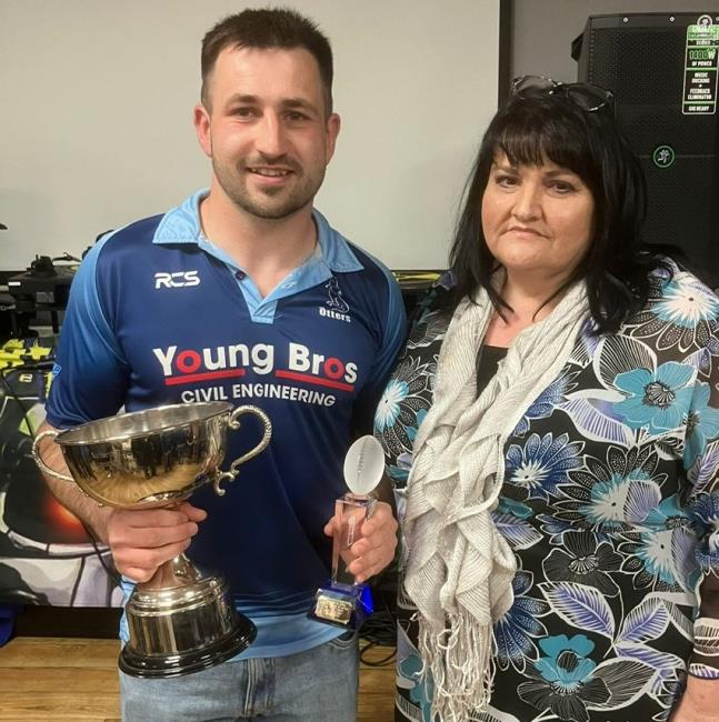 Lewys Gibby - Narberth supporters player of the year with Wendy Rossiter